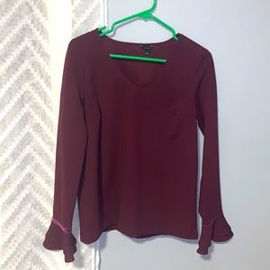 Ann Taylor size small peplum sleeve cranberry/maroon top, lightly worn